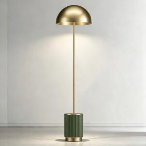 Phi Floor Lamp in Moss Green and Satin Brass