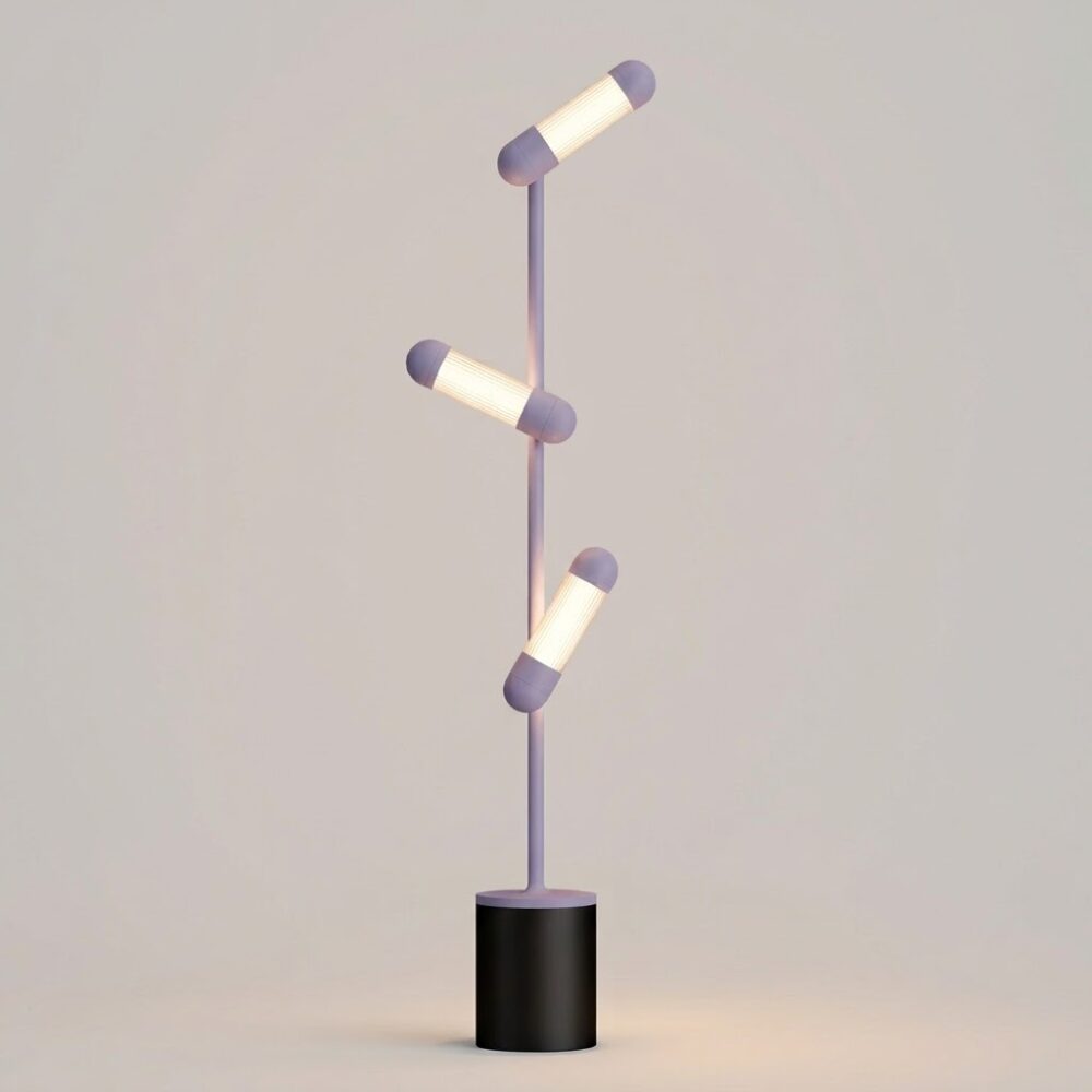 Hudson LED Floor Lamp in Pastel Violet + Textured Black