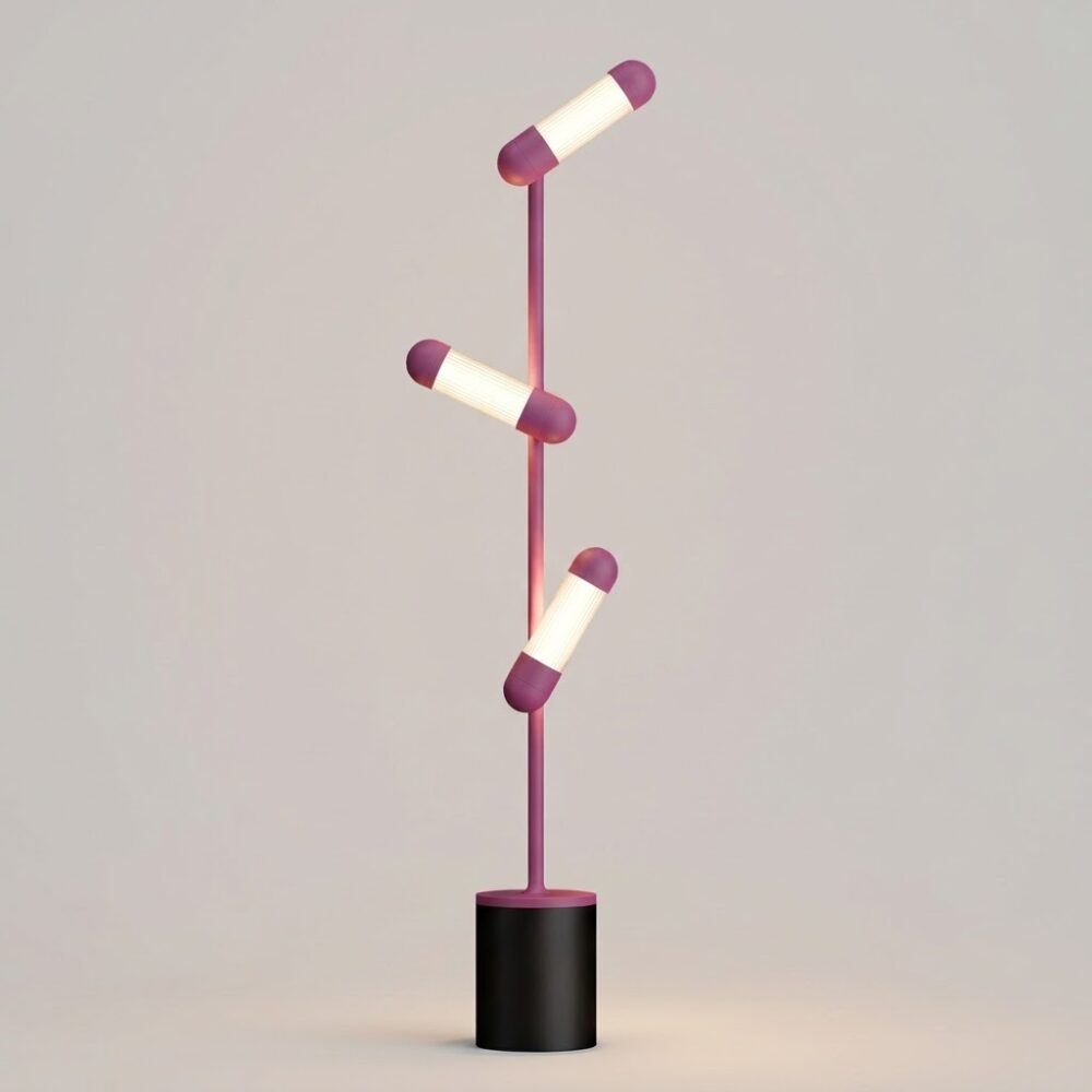 Hudson LED Floor Lamp in Telemagenta + Textured Black