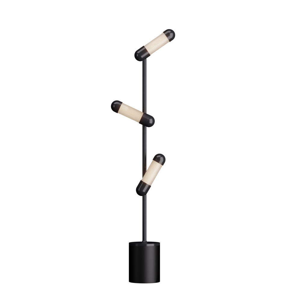 Hudson LED Floor Lamp in Gloss Black and Textured Black