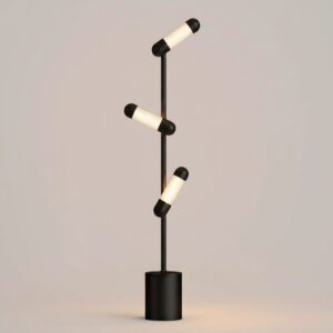 Hudson LED Floor Lamp in Gloss Black and Textured Black