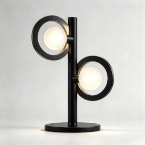 Cassi Table Lamp in Super Matt Black + Gloss Black