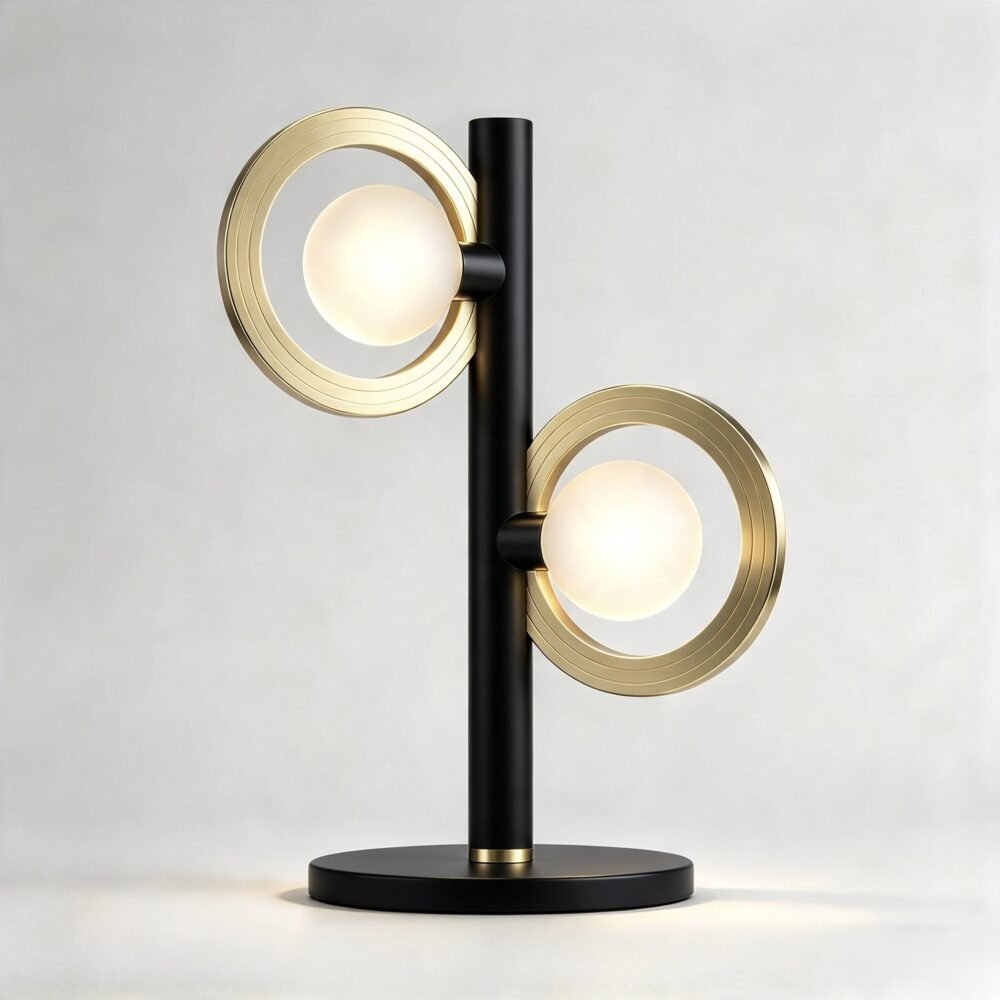 Cassi Table Lamp in Super Matt Black + Satin Brass