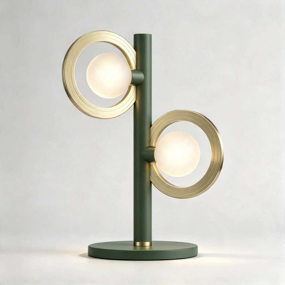 Cassi Table Lamp in Moss Green + Satin Brass