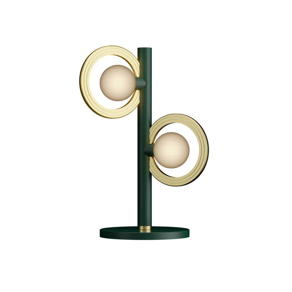 Cassi Table Lamp with Opal Glass in Moss Green and Satin Brass