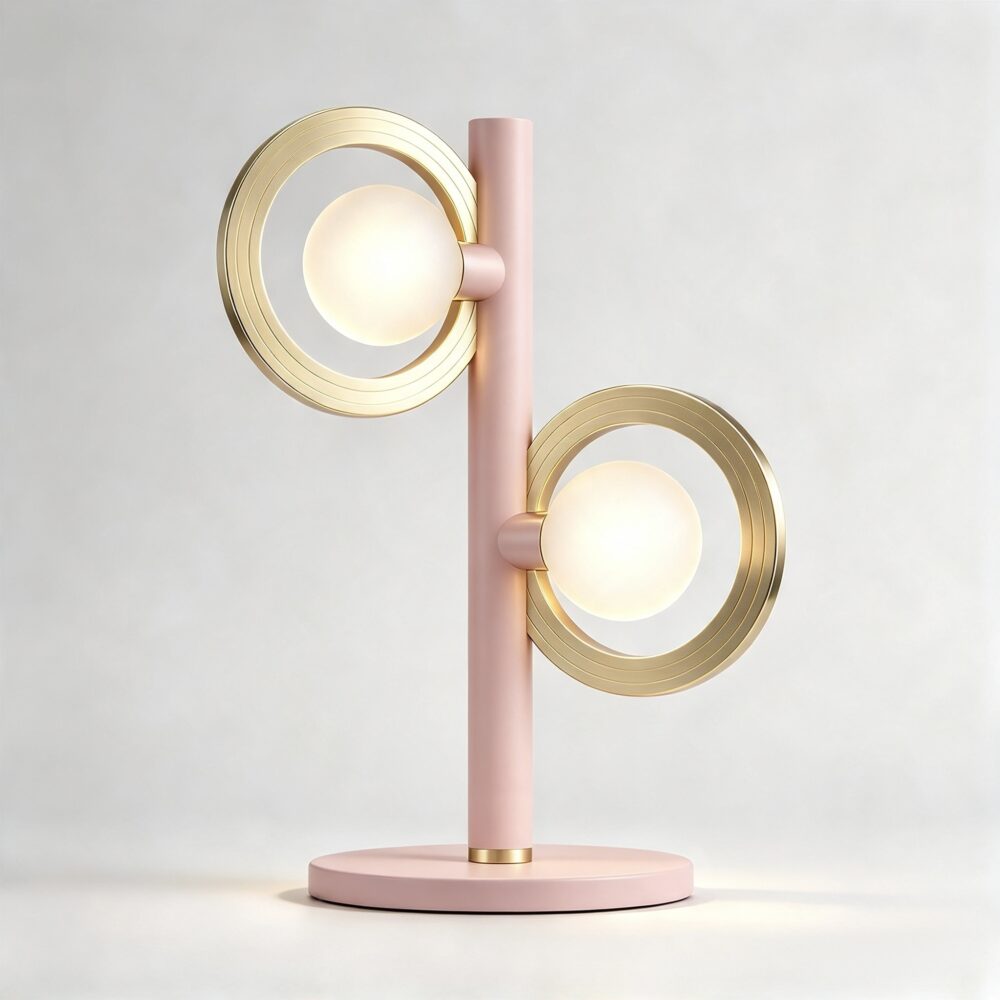 Cassi Table Lamp in Light Pink + Satin Brass