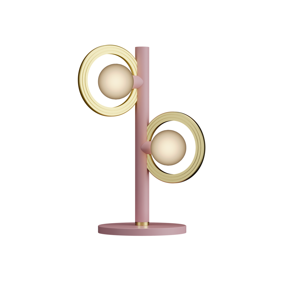Cassi Table Lamp with Opal Glass in Light Pink and Satin Brass