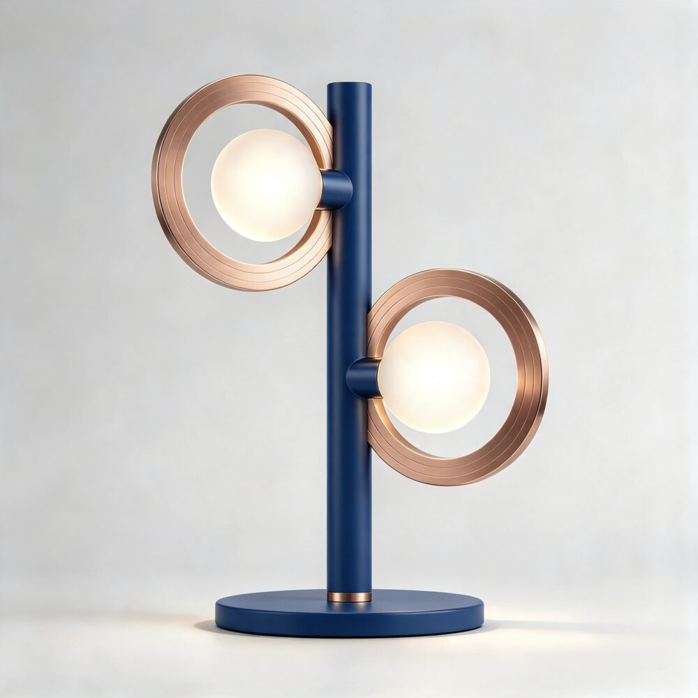 Cassi Table Lamp in Cobalt Blue + Satin Copper