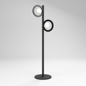 Cassi Floor Lamp with Opal Glass in Super Matt Black and Gloss Black