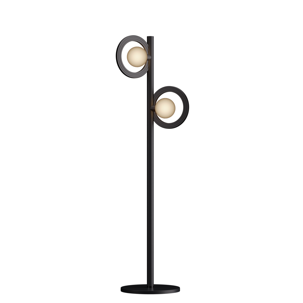 Cassi Floor Lamp with Opal Glass in Super Matt Black and Gloss Black