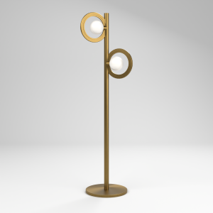 Cassi Floor Lamp with Opal Glass in Burnished Brass