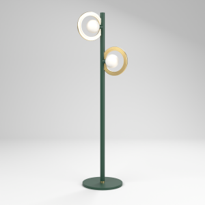 Cassi Floor Lamp with Opal Glass in Moss Green and Satin Brass