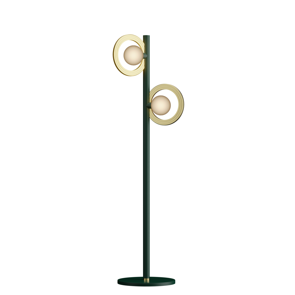 Cassi Floor Lamp with Opal Glass in Moss Green and Satin Brass