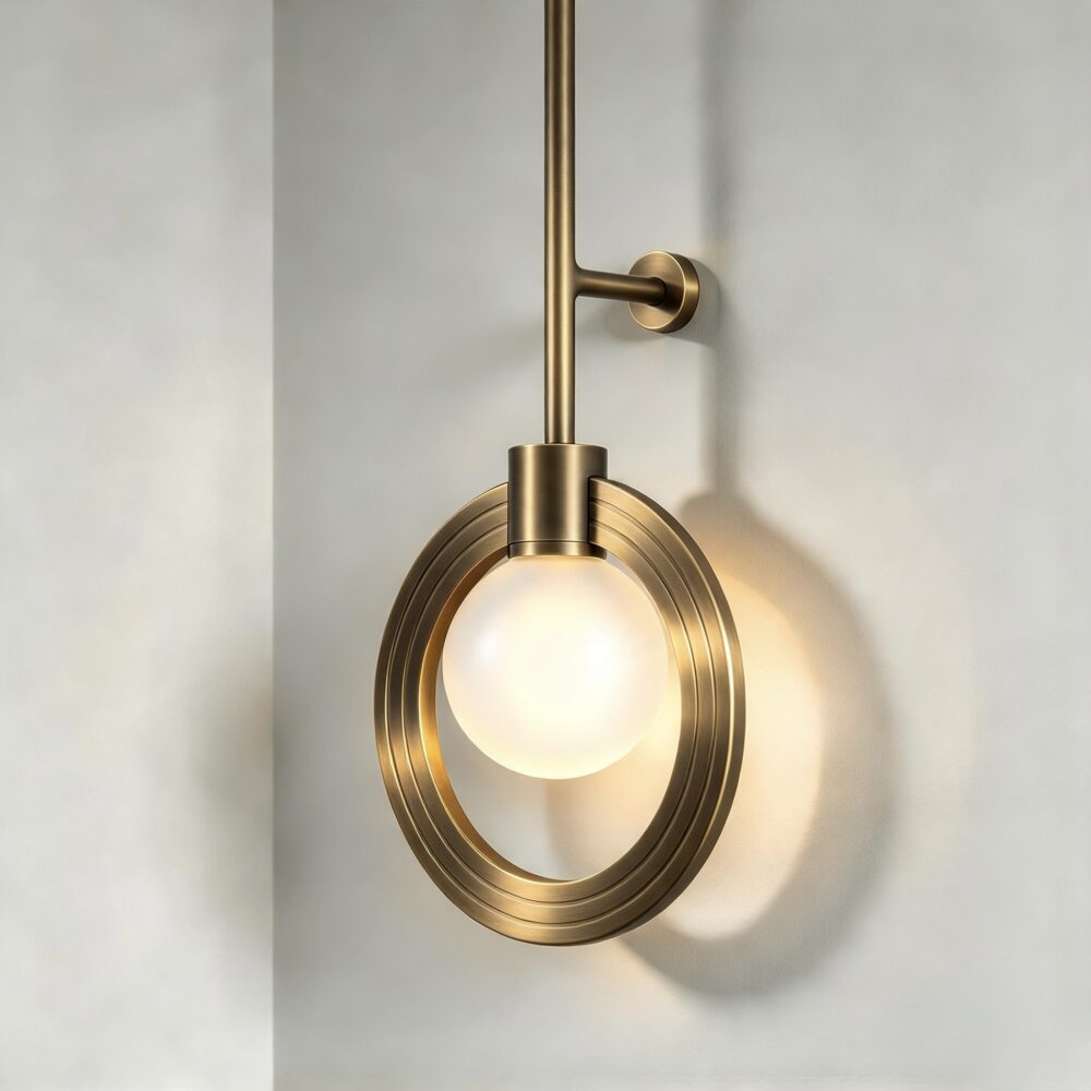 Cassi Ceiling Mounted Wall Light in Burnished Brass
