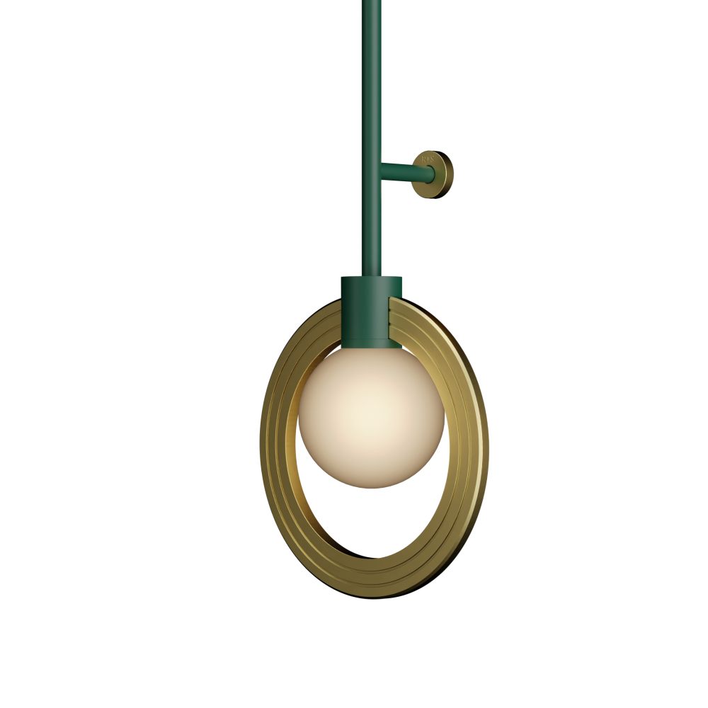 Cassi Wall Light with Opal Glass in Moss Green and Satin Brass