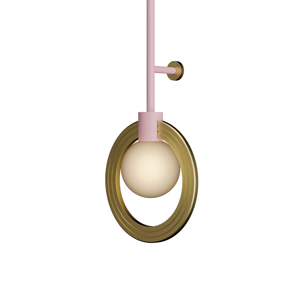 Cassi Wall Light with Opal Glass in Light Pink and Satin Brass