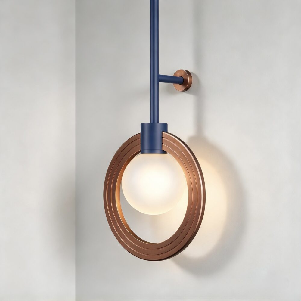 Cassi Ceiling Mounted Wall Light in Cobalt Blue + Satin Copper