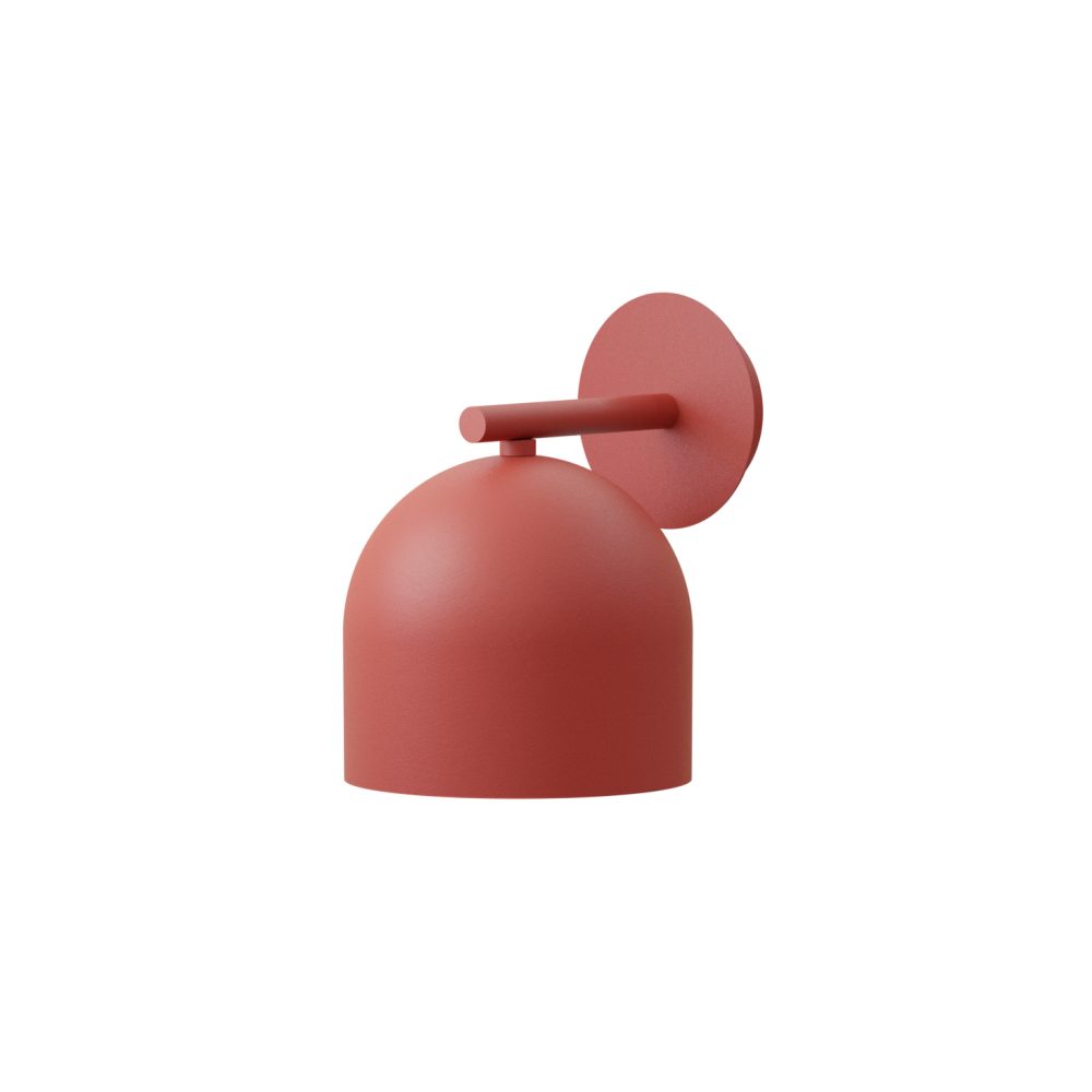Small Matt Red Metal Dome Wall Light