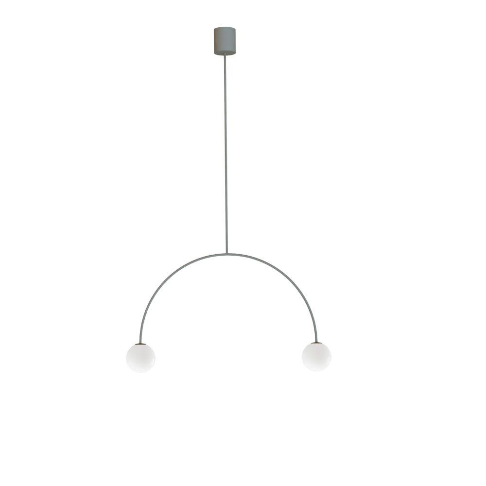 2 Light Green Arched Pendant With Opal Glass Globes