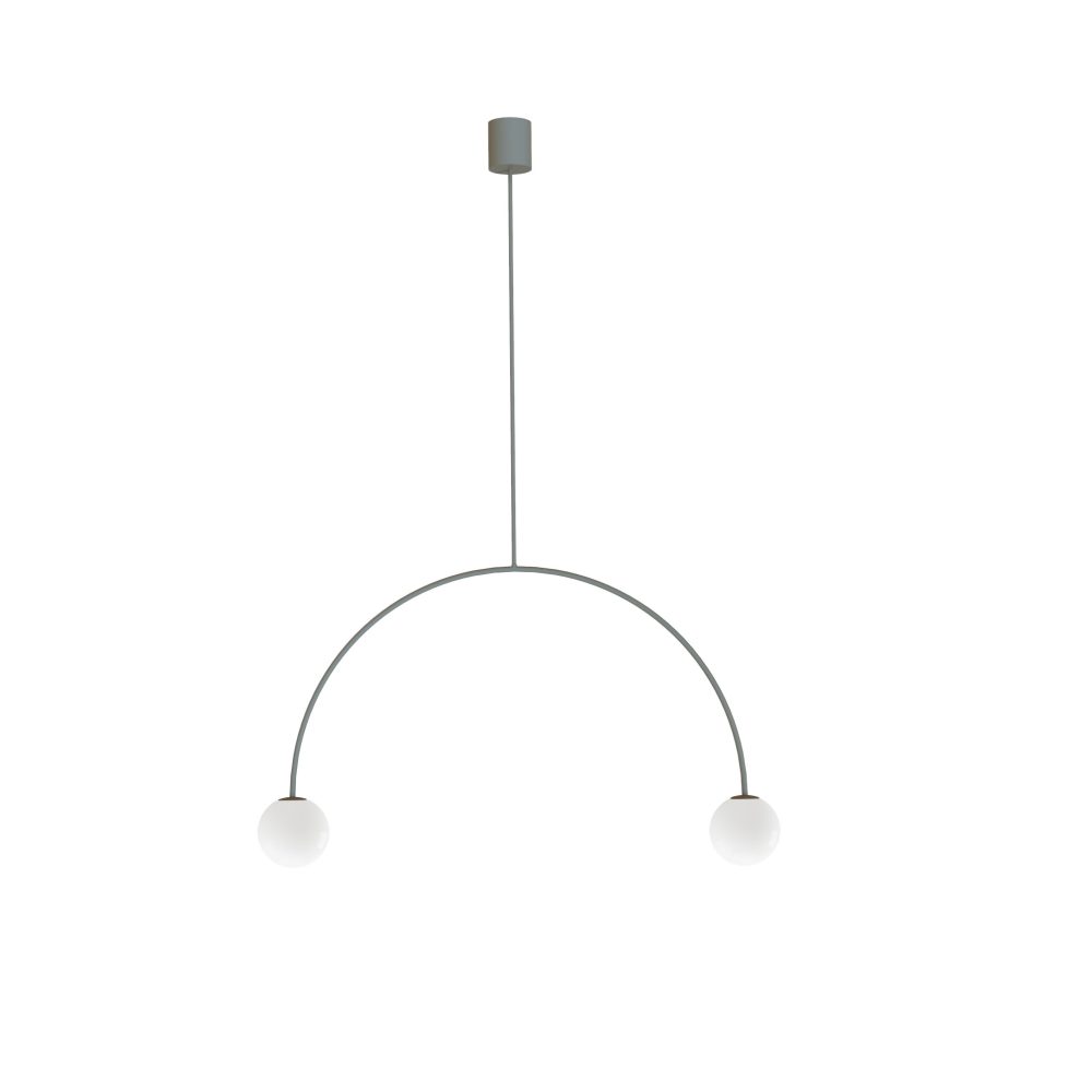 Large 2 Light Green Arched Pendant With Opal Glass Globes