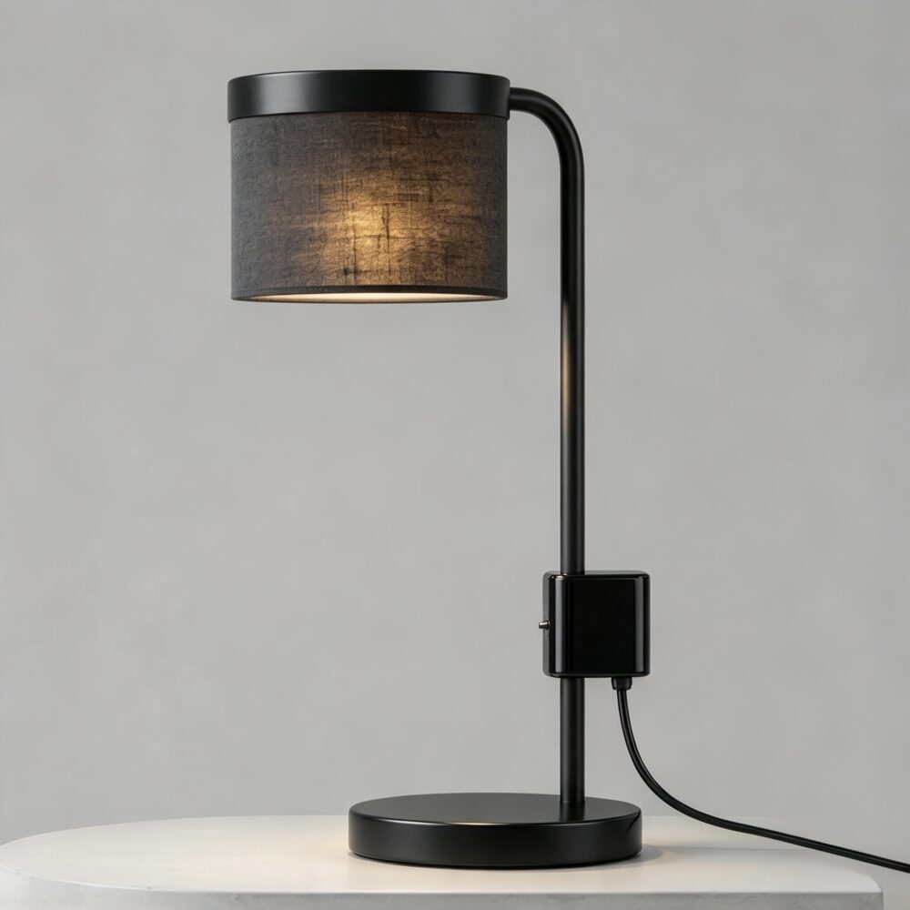 Hoop Desk Lamp in Super Matt Black + Gloss Black