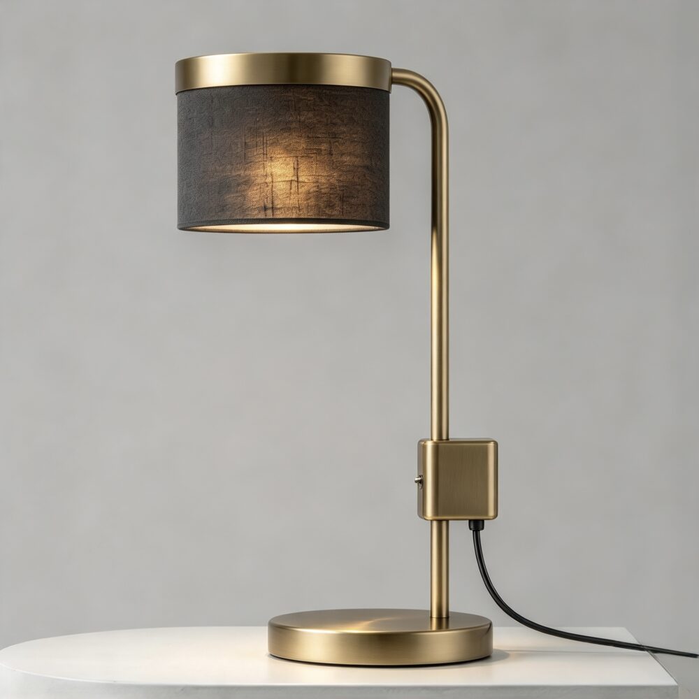 Hoop Desk Lamp in Satin Brass