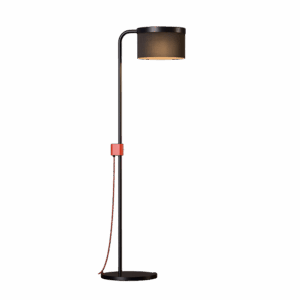 Hoop Floor Lamp in Super Matt Black + Coral Red