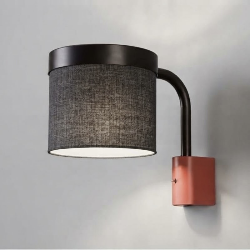 Hoop Wall Light in Super Matt Black + Coral Red