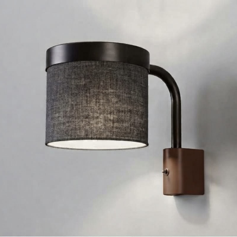 Hoop Wall Light in Super Matt Black + Clay Brown