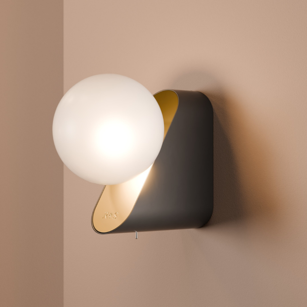 Vienna Wall Light in Super Matt Black + Satin Brass