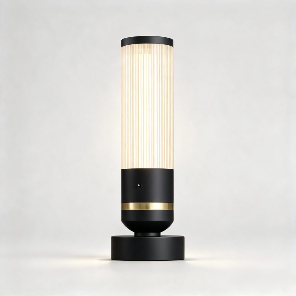Boston LED Table Lamp in Super Matt Black + Satin Brass