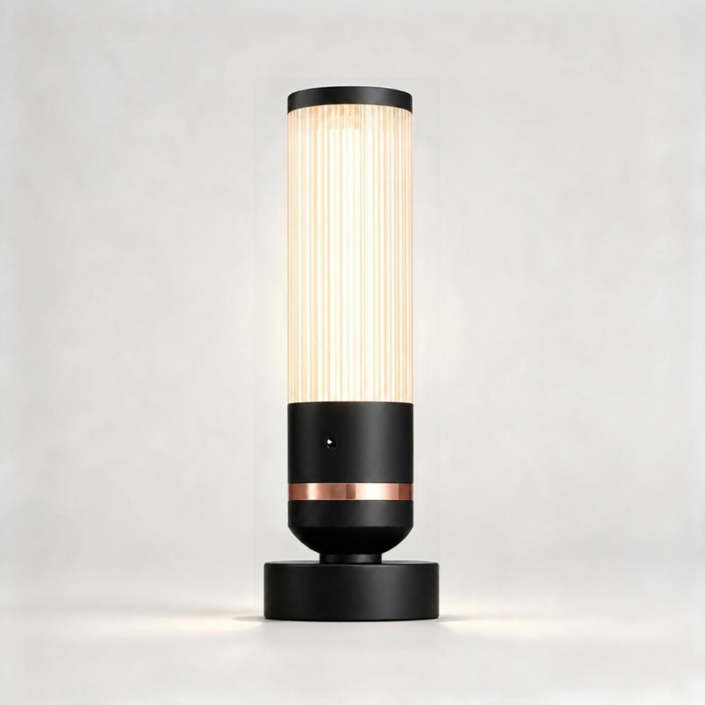 Boston LED Table Lamp in Super Matt Black + Satin Copper