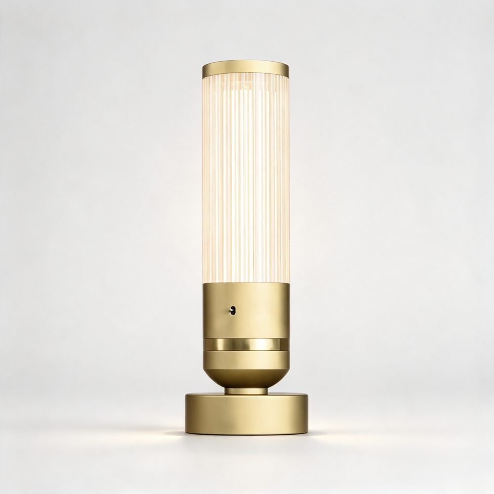 Boston LED Table Lamp in Satin Brass + Polished Brass