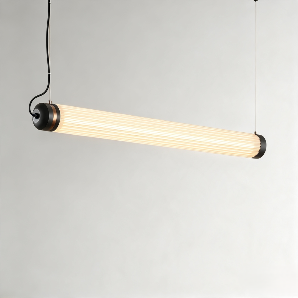 Boston LED Linear Pendant in Super Matt Black + Satin Copper