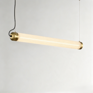 Boston LED Linear Pendant in Satin Brass + Polished Brass
