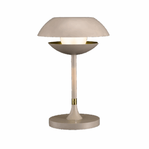 Pearl Table Lamp in Grey Beige + Satin Brass
