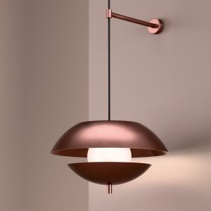 Pearl Bedside Wall Light in Satin Copper + Polished Copper