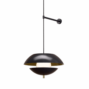 Pearl Bedside Wall Light in Gloss Black + Satin Brass