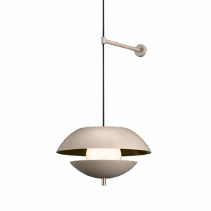 Pearl Bedside Wall Light in Grey Beige + Satin Brass