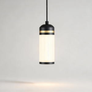 Small Boston LED Pendant in Super Matt Black + Satin Brass