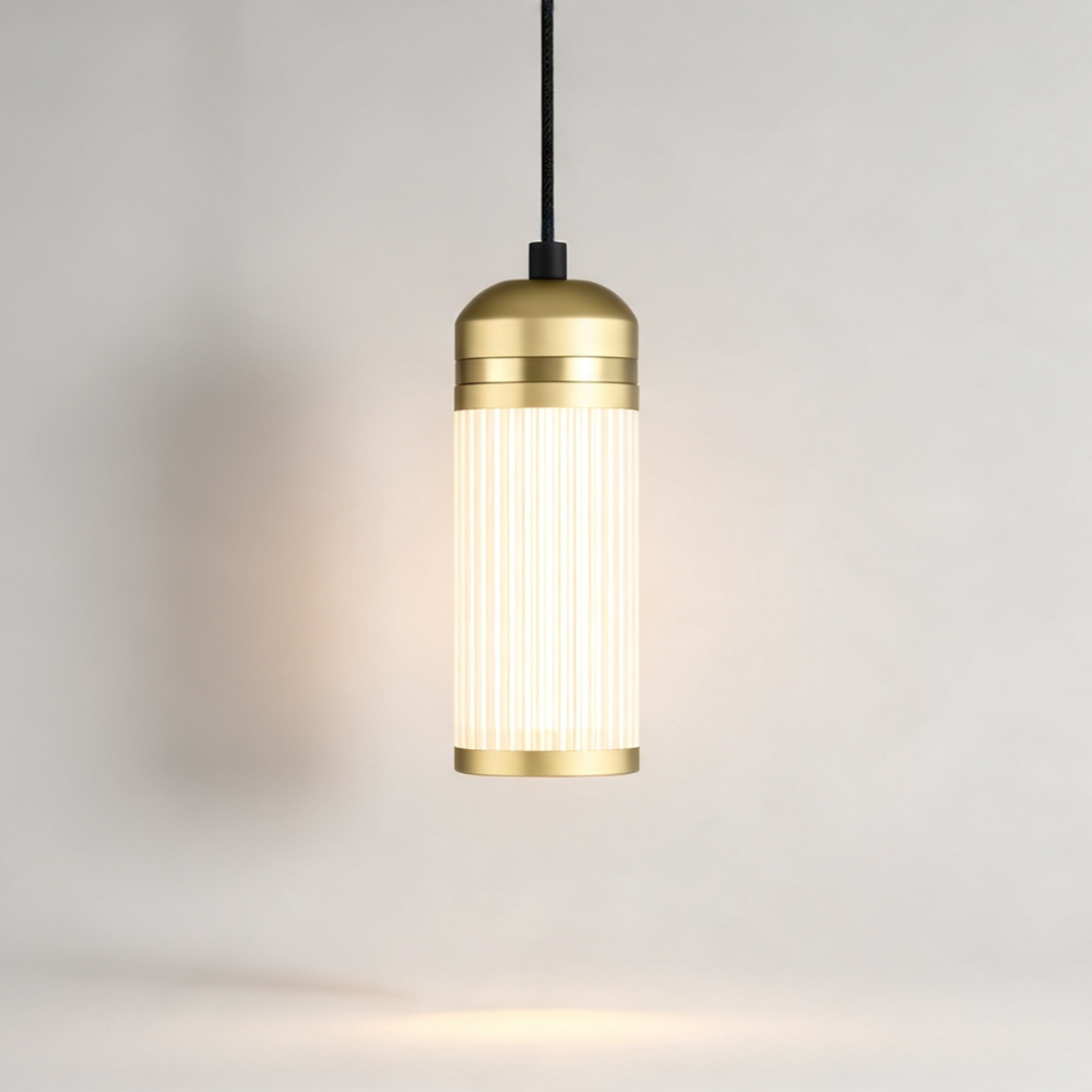 Small Boston LED Pendant in Satin Brass + Polished Brass