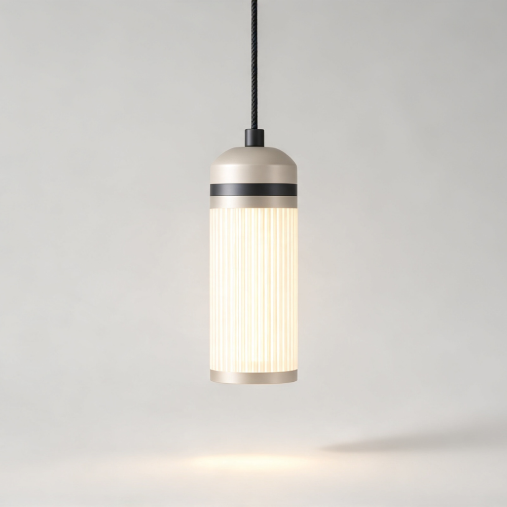 Small Boston LED Pendant in Grey Beige + Super Matt Black