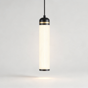 Medium Boston LED Pendant in Super Matt Black + Satin Brass