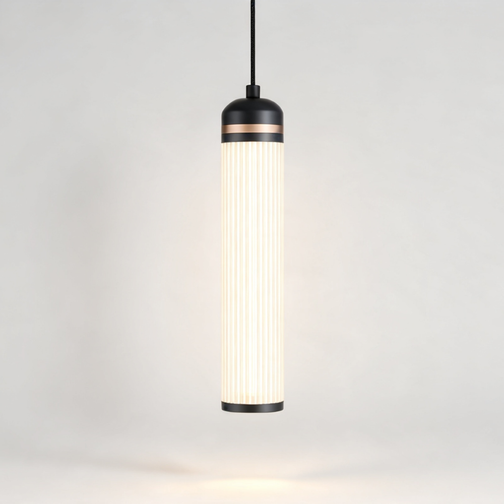 Medium Boston LED Pendant in Super Matt Black + Satin Copper