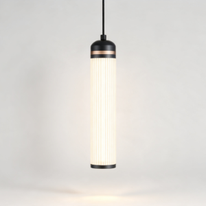 Medium Boston LED Pendant in Super Matt Black + Satin Copper