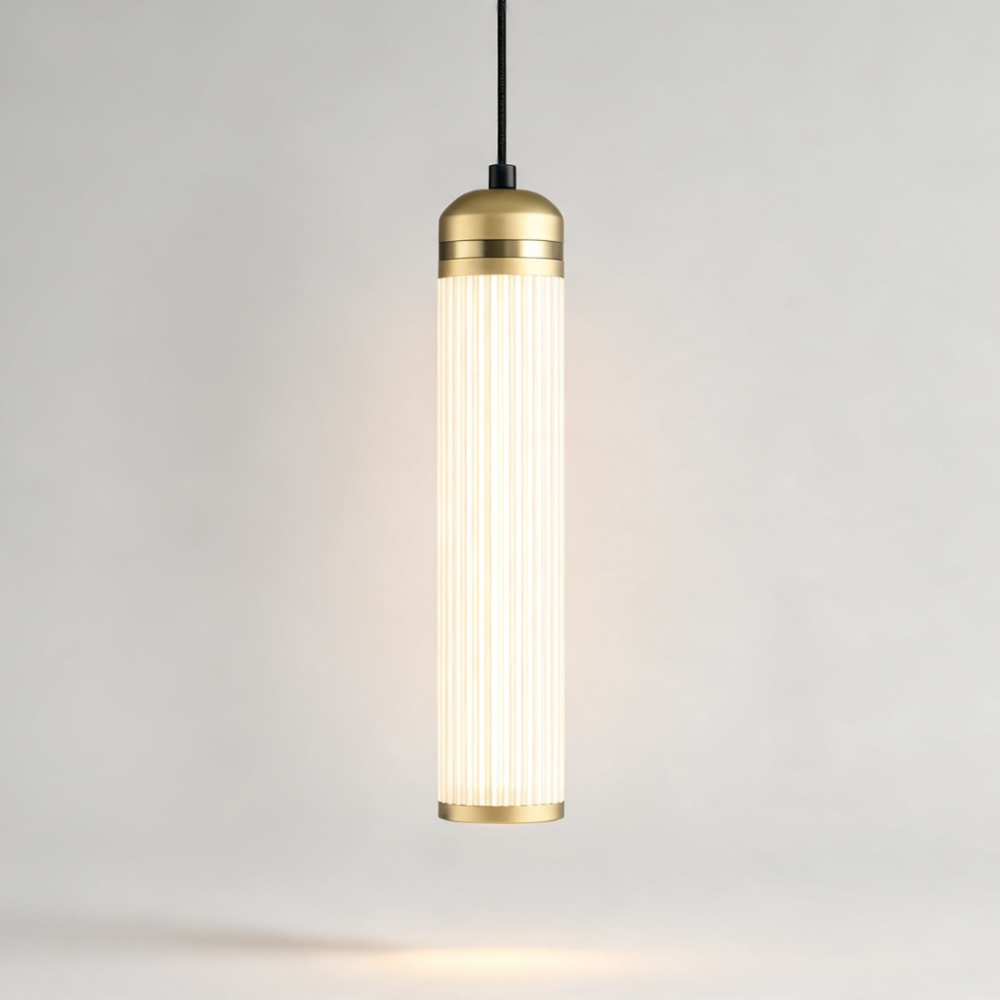 Medium Boston LED Pendant in Satin Brass + Polished Brass