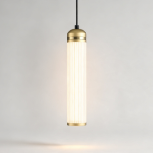Medium Boston LED Pendant in Satin Brass + Polished Brass