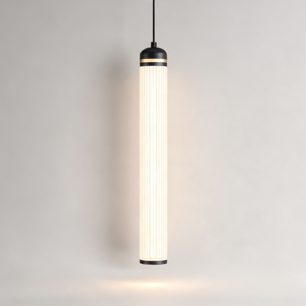 Large Boston LED Pendant in Super Matt Black + Satin Brass