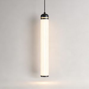 Large Boston LED Pendant in Super Matt Black + Satin Brass