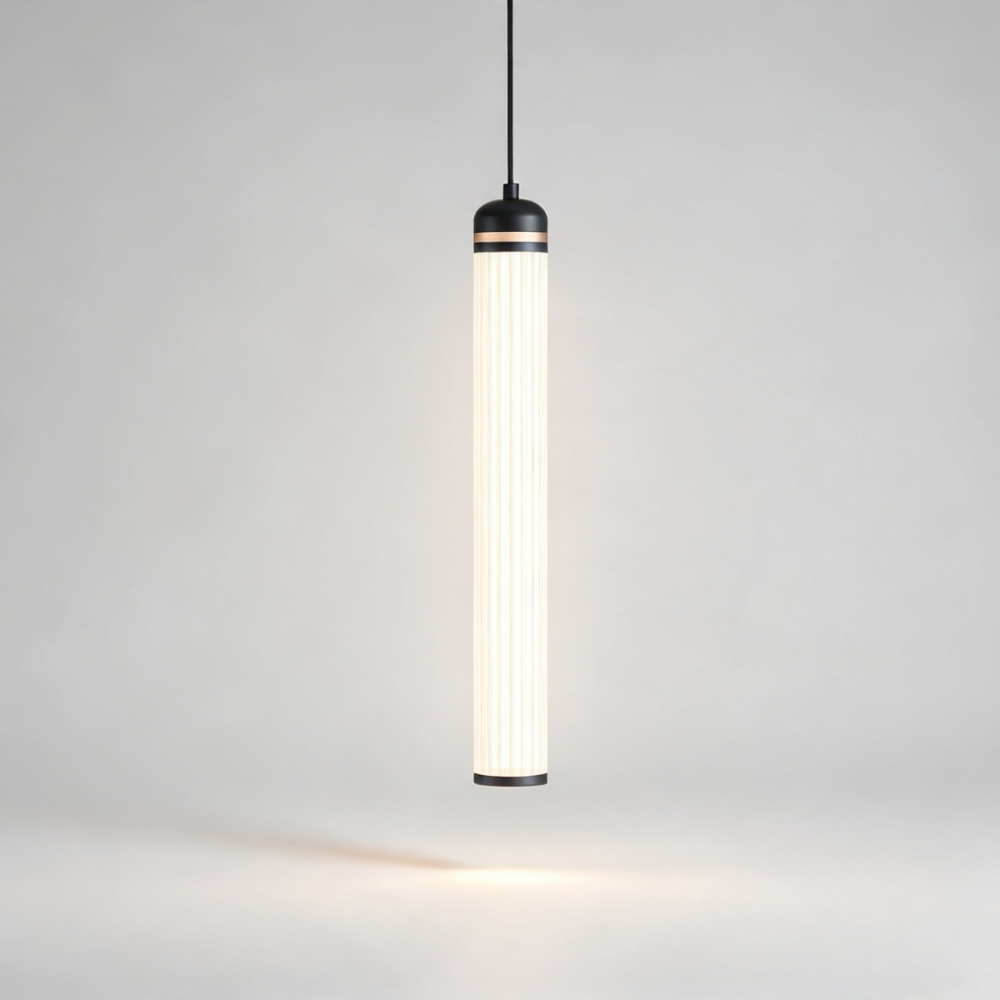 Large Boston LED Pendant in Super Matt Black + Satin Copper